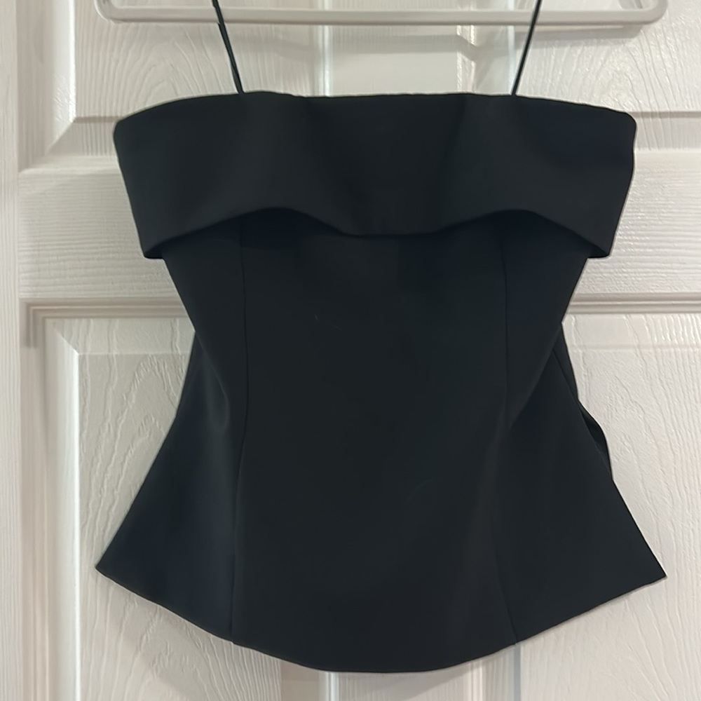 Babaton Aritzia Element Tube Top, Folded top, Side Slit, Black, sz 8
